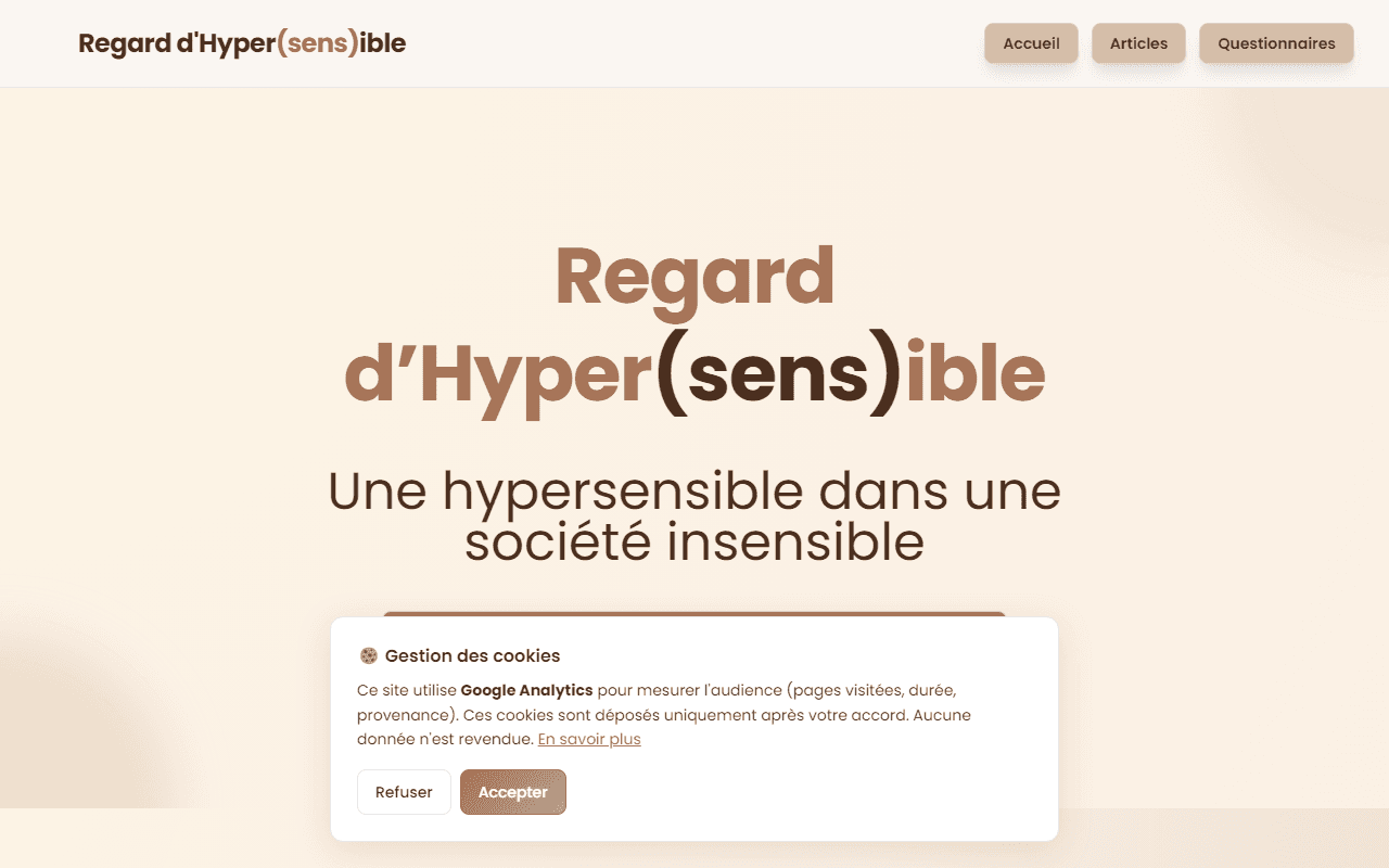 Capture d'écran du site Regard d’Hyper(sens)ible